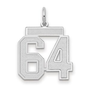 14k White Gold, Jersey Collection, Medium Number 64 Pendant